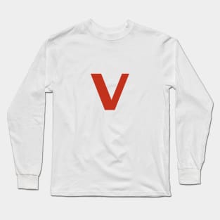 Letter v in Red Text Minimal Typography Long Sleeve T-Shirt